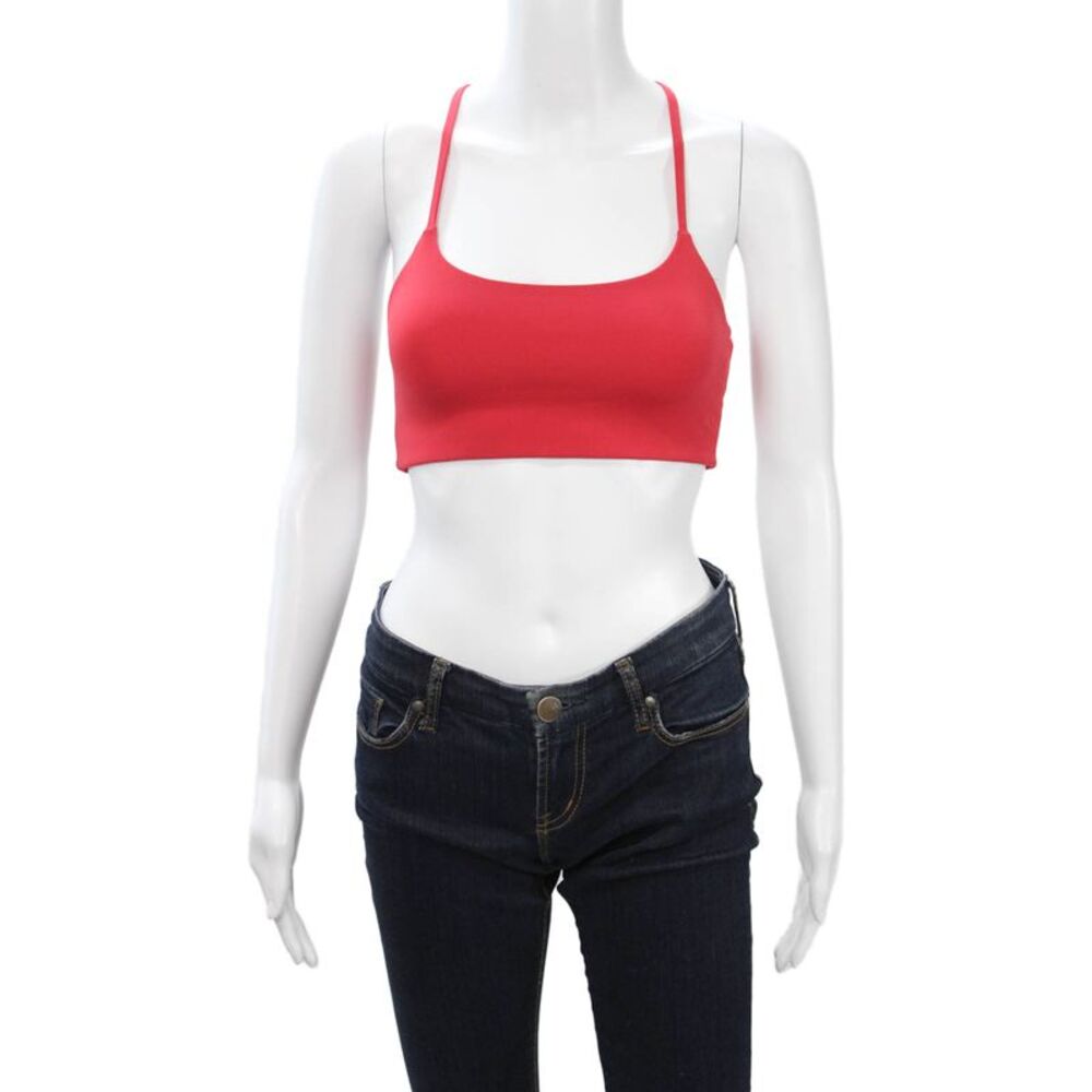 Girlfriend Collective Womens Spaghetti Strap Stretch Knit Sports Bra Red Size XS